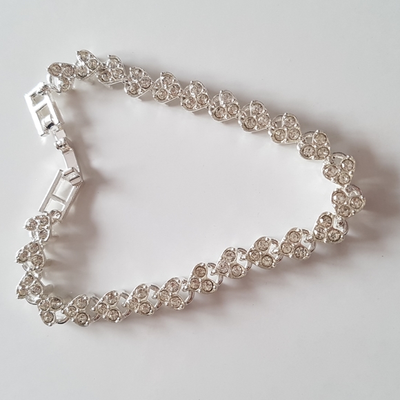 Cristal Silver Hearts Bracelet 7.5 " Inches Length - Picture 7 of 8